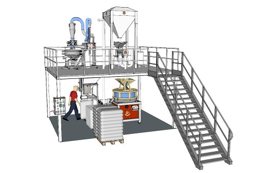 Installation  mezzanine-plateforme-installation-meunerie-meules-pierre-moulin-farine